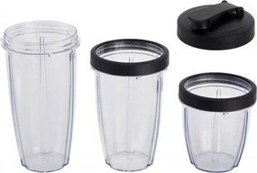 Blender Crown CTB-1000, 300 W, 4 lame, 3 pahare cu capace – 300/480/540 ml, Functie Pulse, Negru