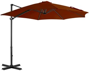 vidaXL Umbrelă în consolă cu stâlp din aluminiu, cărămiziu, 300 cm