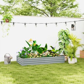 Outsunny Pat de grădină rectangular, pat de grădină ridicat din oțel galvanizat, fund deschis, 180 x 90 x 30 cm, argintiu | Aosom Romania