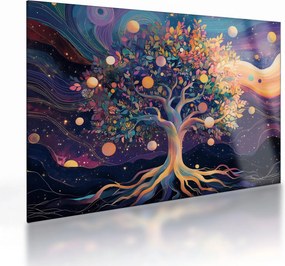 Tablou pe sticlă – Arbore violet plin de energie (70x50 cm)