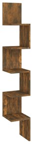 815210 vidaXL Raft perete de colț stejar afumat 20x20x127,5 cm lemn compozit