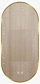Oglindă LED Touch Premium, Dezaburire, Rama Auriu, 3 Tipuri Lumină 50/100 cm