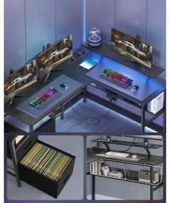 Birou cu iluminare integrată SOLEA-X, maro/negru