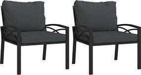 vidaXL Scaune de grădină cu perne gri, 2 buc., 68x76x79 cm, oțel