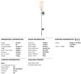 Aplica de perete design clasic AMHERST big, nichel lucios