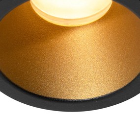 Set van 6 moderne inbouwspots zwart met goud GU10 35mm IP44 - Dept