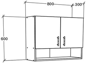 Corp Superior Berna, 2 Usi, cu spatiu, Alb, 80 x 30 x 60 cm