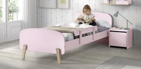 Set KIDDY în roz format dintr-un Pat copii (90x200) cu noptieră și bară de siguranță.