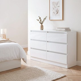 HOMCOM Comodă cu Sertare 6 Sertare Modernă cu Mânere Integrate Ascunse, Economisire Spațiu, PAL, 100x35x69 cm, Alb | Aosom Romania