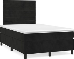 vidaXL Pat box spring cu saltea, negru, 120x200 cm, catifea