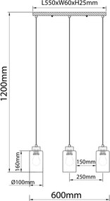 Globo 15977-3H - Lustră suspendată pe cablu ROWENA 3xE27/60W/230V stejar/alb
