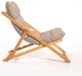 Șezlong de grădină bej/fag