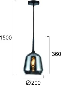 Pendul pe cablu MAEVA 1xE27/40W/230V fumuriu/negru