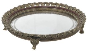 Tava din rasina cu oglinda rotunda Antique Golden 29 cm