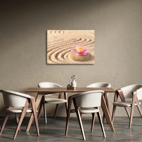 Tablou cu piatră și floare pe nisip (70x50 cm)