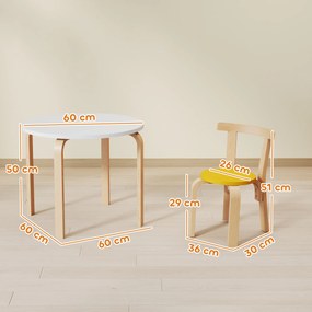 AIYAPLAY Set Masă și Scaune pentru Copii 3-8 Ani, 5 Piese cu Margini Rotunjite din Lemn Multicolor | Aosom Romania