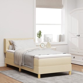 vidaXL Pat Box Spring Crem 90 x 200 cm, din textil.