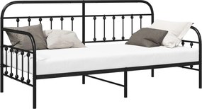 vidaXL Cadru de pat de zi Negru 90 x 190 cm Oțel vopsit electrostatic