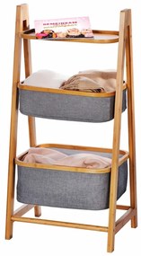 Organizator pentru baie cu 2 compartimente, Bahari, Wenko, 91 x 44 cm, lemn/poliester/bumbac, gri/natur