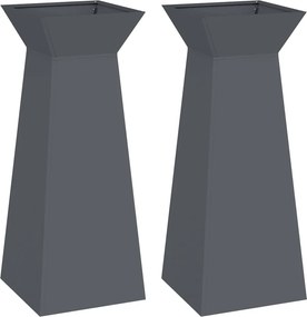 vidaXL Vază pe pilon 2 pcs Antracit 40 x 40 x 100 cm