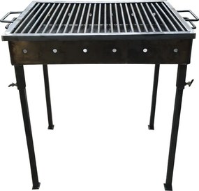 Gratar de gradina traditional HouseXL™ Premium Barbecue, Picioare din teava rectangulara cu surub, Realizat manual, Sarma grill 8mm, 70 X 50 CM, Natur