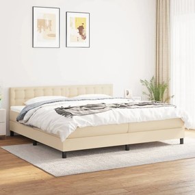 3140406 vidaXL Pat box spring cu saltea, crem, 200x200 cm, textil