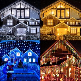 Instalatie de Craciun, franjuri cu flash, cu led tip turturi, fir gros, exterior, 4 culori, 75 metri