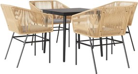 vidaXL Set mobilier de grădină cu perne 5 piese maro sticlă polirattan