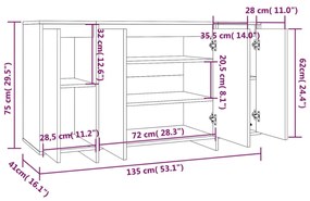 Servanta, negru, 135x41x75 cm, PAL 1, Negru