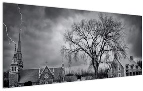 Tablou cu sat alb negru (120x50 cm), în 40 de alte dimensiuni noi