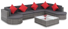 44424 vidaXL Set mobilier de grădină cu perne, 8 piese, gri, poliratan