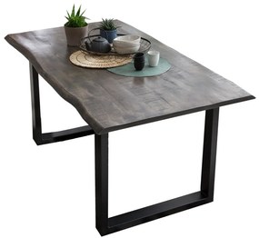 Masa dreptunghiulara cu blat din lemn de mango Tables &amp; Benches 160 x 85 x 78 cm maro inchis/negru