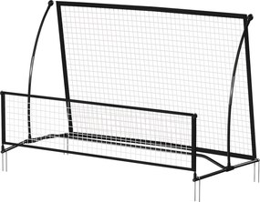 SPORTNOW Rețea de Respingere Pliabilă 2 în 1 cu Husă de Transport pentru Antrenament de Fotbal și Baseball 200x94x122 cm Negru | Aosom Romania