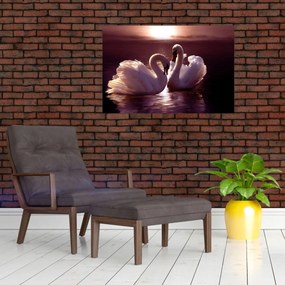 Tablou - Lebede pe lac (90x60 cm)