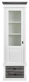 Vitrina Cabana, Alb &amp; Antracite, Stanga, 67,5 x 38 x 200 Cm