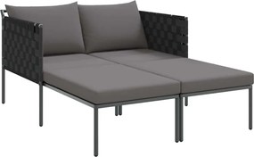 vidaXL Șezlong Antracit 153 x 115 x 69.5 cm Oțel vopsit electrostatic
