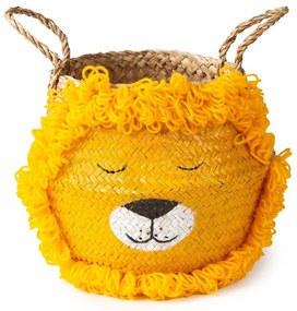 Coș de jucării pentru copii galben/în culoare naturală din iarbă-de-mare ø 30x28 cm Lion – Compactor