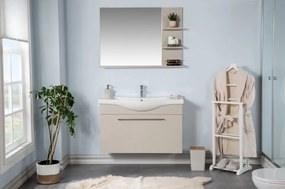 Set Mobilier Baie Arches, Include Baza Lavoar, Lavoar și Oglinda, 100 cm, Latte