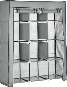 HOMCOM Dulap-penderie multi-depozitare - 8 rafturi, 2 bare - material nețesut gri | Aosom Romania