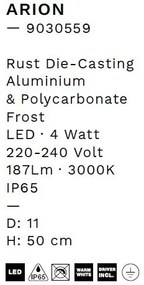 Lampadar/Lampa de podea LED de exterior IP65 ARION maro rustic