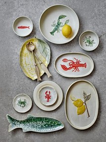 Set 4 boluri din ceramică cu crab verde în relief, D14,5×H5 cm, „Hadden"