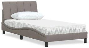 vidaXL Pat cu saltea, gri taupe, 100x200 cm, textil