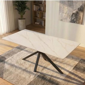 Masa dining cu blat ceramic GALAXIE alb 160x90cm