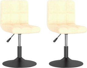 vidaXL Scaune de bucătărie pivotante, 2 buc., crem, catifea