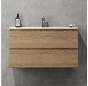 Dulap de baie cu lavoar KENWOOD, 91 cm, stejar