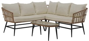 Set mobilier de grădină Arala (natural + bej + negru) (pentru 4 persoane). 1116234