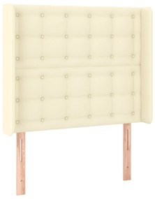 vidaXL Tăblie de pat cu aripioare, crem, 93x16x118/128 cm, piele eco