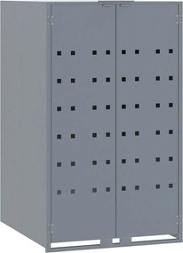 vidaXL Depozitare coș gunoi cu roți, 1 coș, gri, 69x79x117 cm, oțel