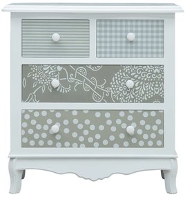 285770 vidaXL Servantă cu 4 sertare, alb și gri, 65,5 x 35 x 68 cm, MDF