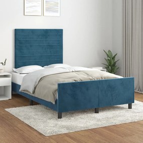 3270588 vidaXL Cadru de pat cu tăblie, albastru închis, 120x190 cm, catifea